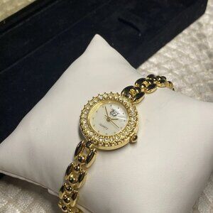 Elizabeth Taylor Women’s Gold-Tone Quartz Watch – Crystal Bezel – Japan Movement